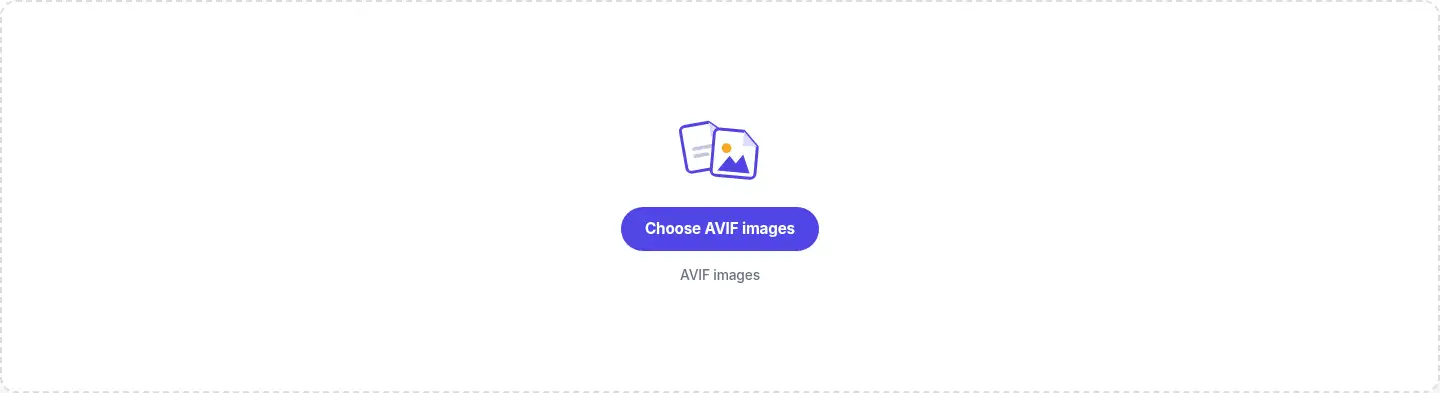 AVIF to JPG drop area before adding images