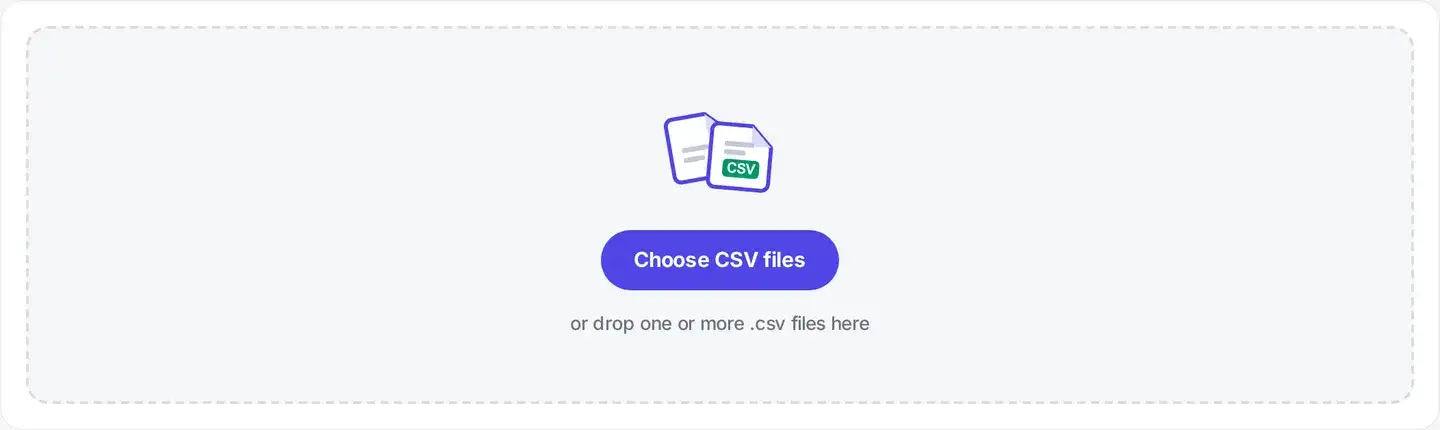 The CSV to PDF drop area, waiting for one or more .csv files.