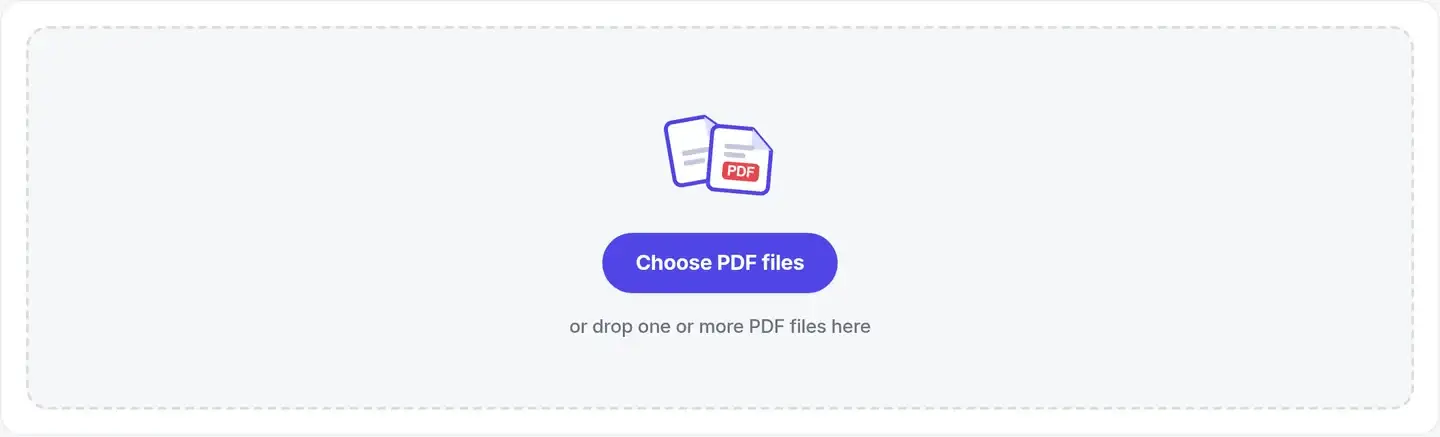 Edit Metadata drop area with a Choose PDF files button.