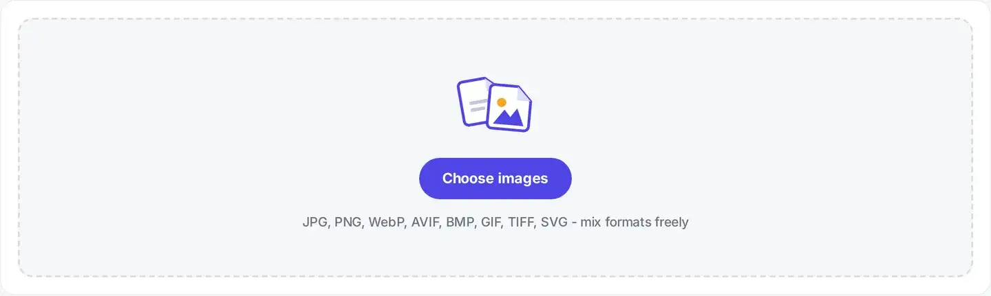The JPG to PDF drop zone, where you add images from your device