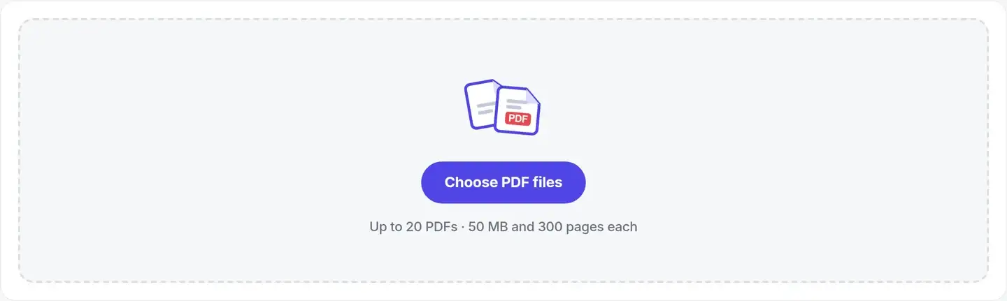 PDF to Markdown file chooser with its file and batch limits
