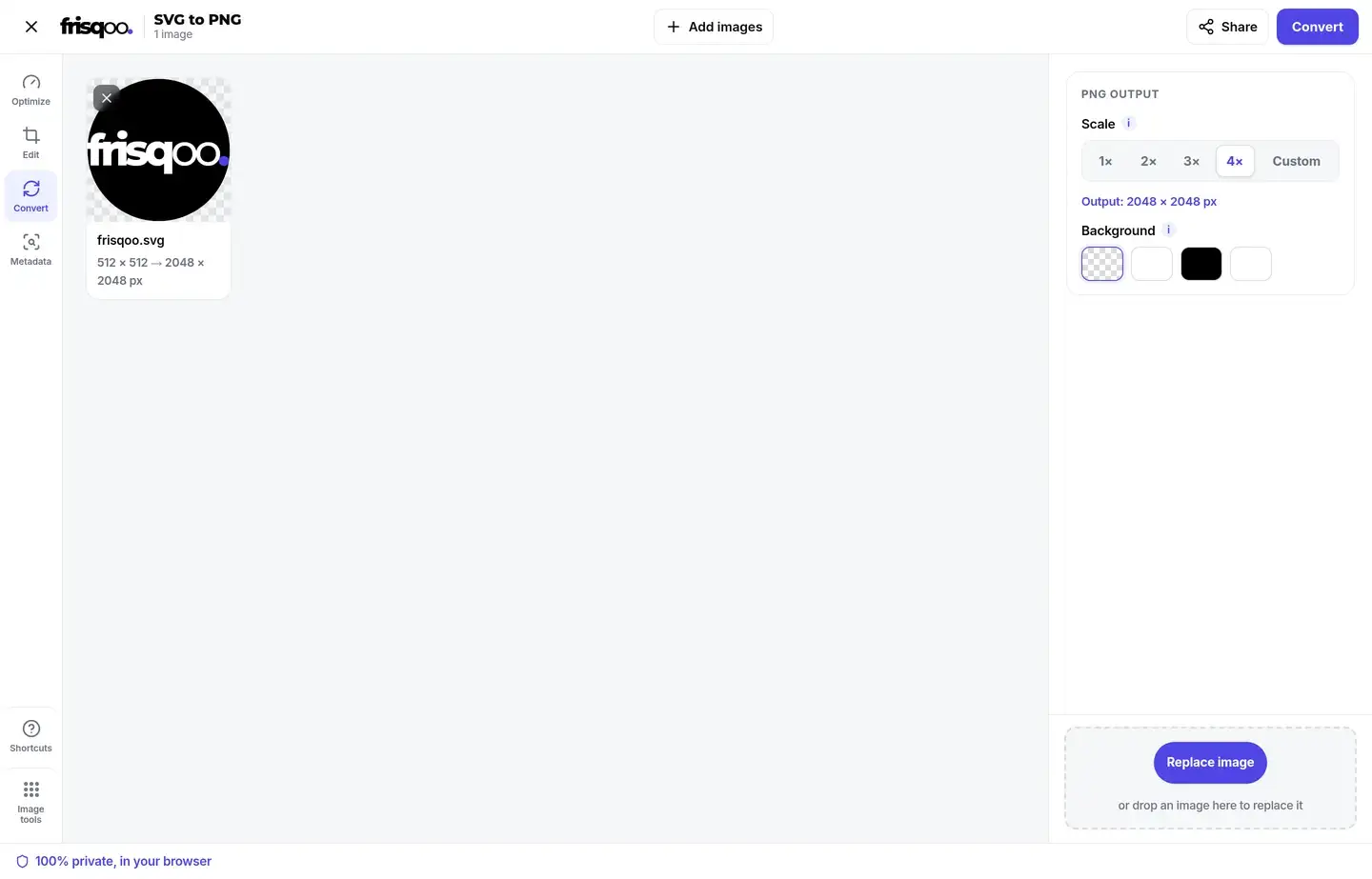 Scale set to 4x with the output size updated to a larger pixel dimension