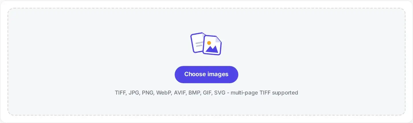 The TIFF to PDF drop zone, where you add TIFF scans from your device