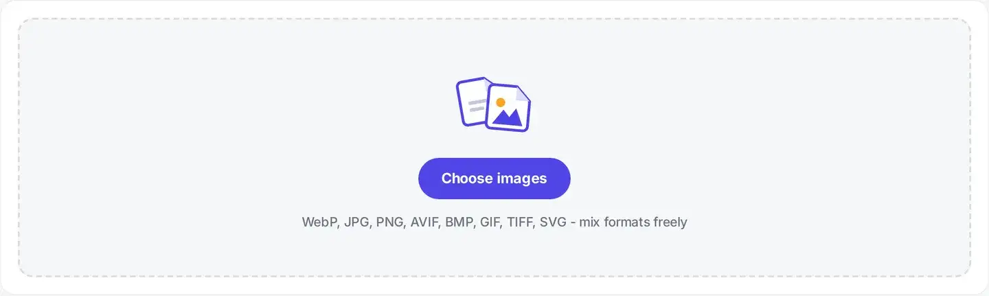 The WebP to PDF drop zone, where you add WebP images from your device